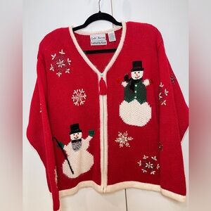 Croft & Barrow Red Snowman Cardigan